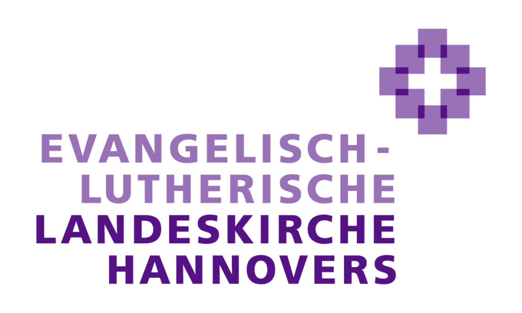 Das Logo der Evangelisch-Lutherischen Landeskirche Hannover mit einem violetten Kreuzsymbol.