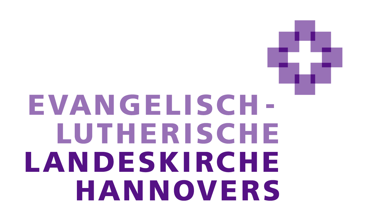 Das Logo der Evangelisch-Lutherischen Landeskirche Hannover mit einem violetten Kreuzsymbol.
